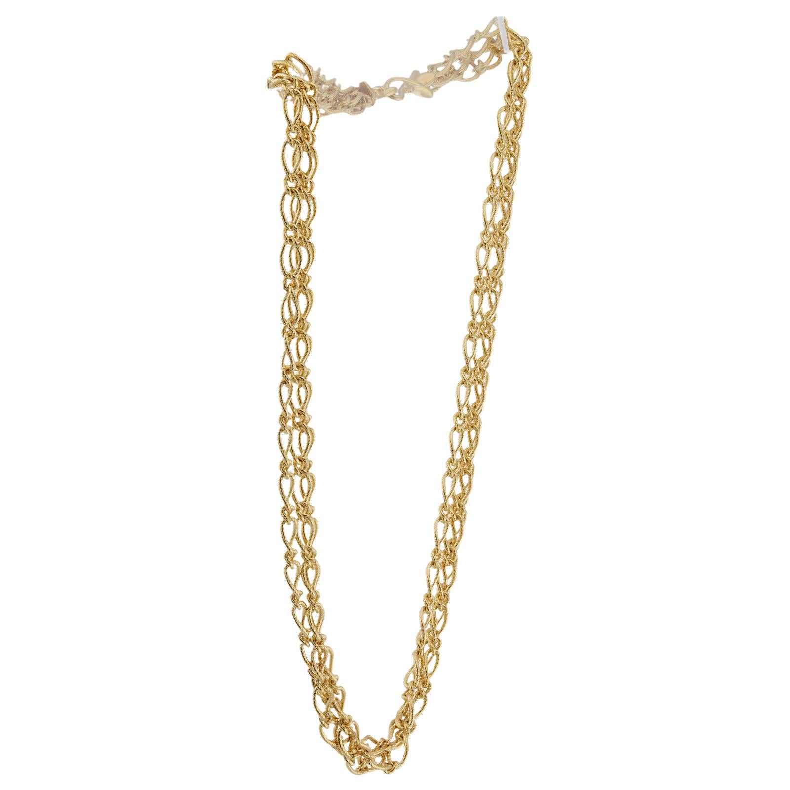 da uomo o donna Collana a catena a tre file in oro giallo vintage italiano in vendita