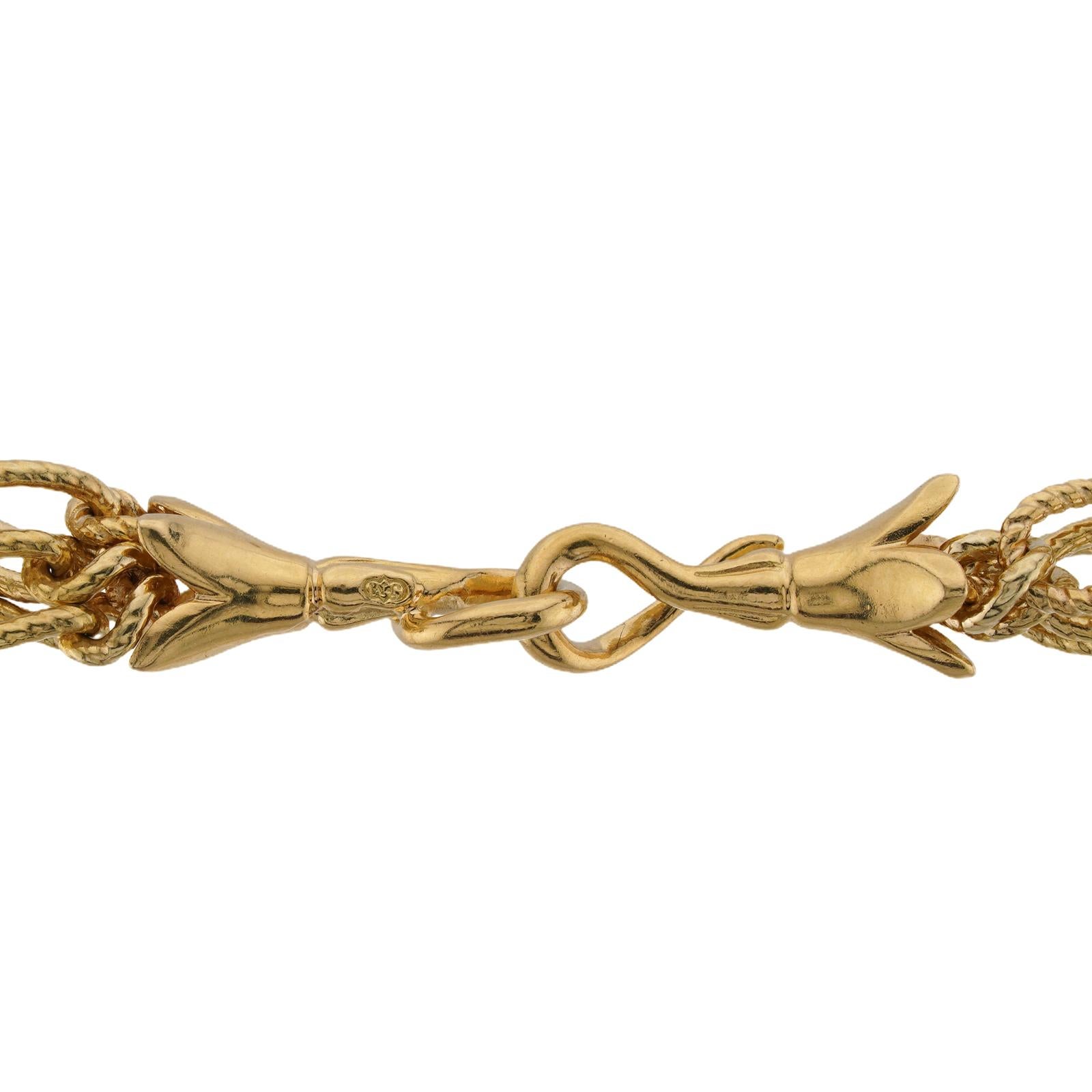 Collana a catena a tre file in oro giallo vintage italiano in vendita 1