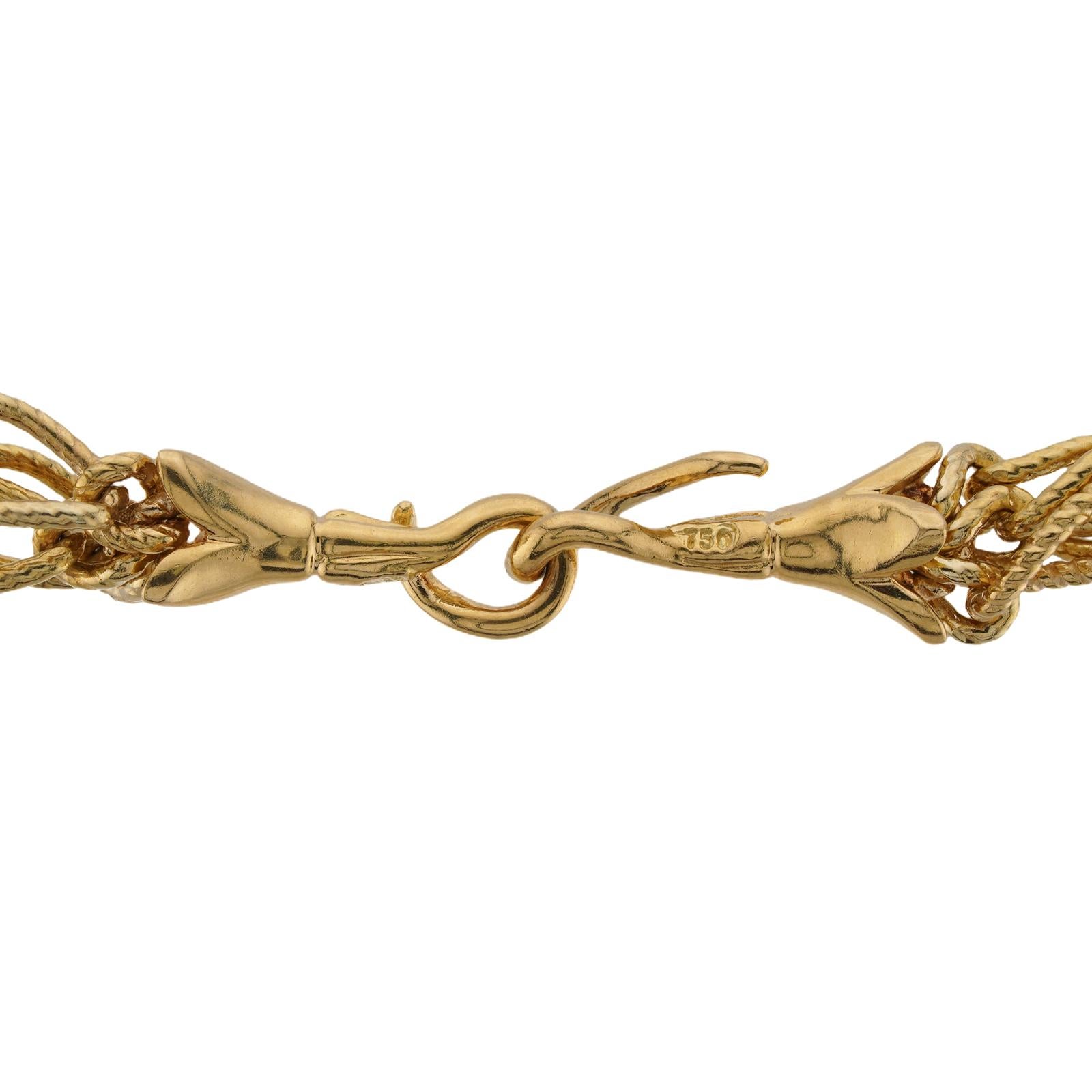 Collana a catena a tre file in oro giallo vintage italiano in vendita 2