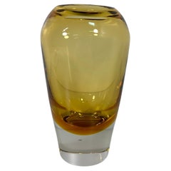 Italian Retro Yellow Sommerso Murano Glass Vase, 1970s