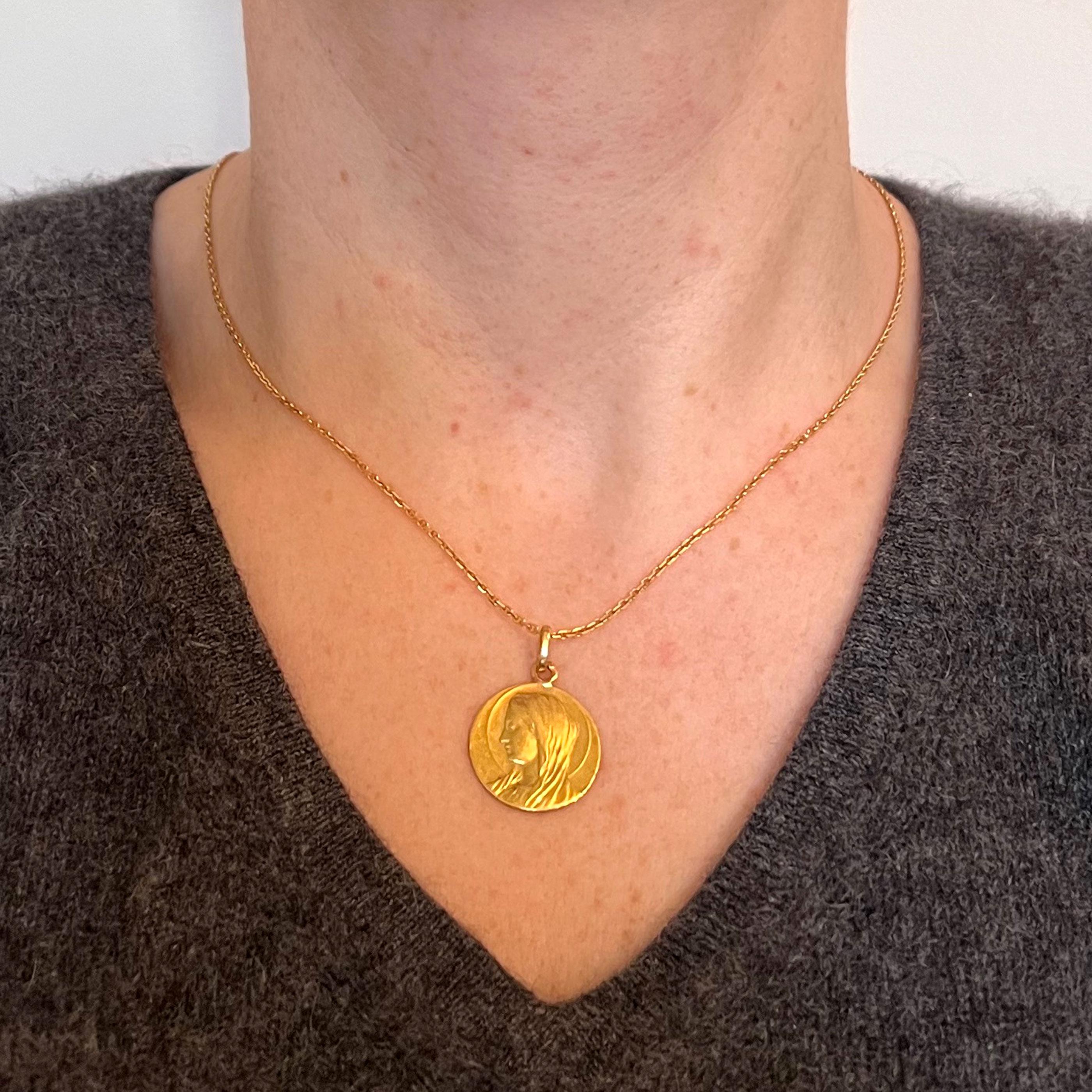 Women's Italian Virgin Mary 18K Yellow Gold Charm Pendant