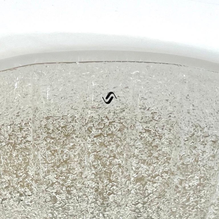 Italian Vistosi Reeded Frosted Crystal Clear Murano Glass Flushmount ...