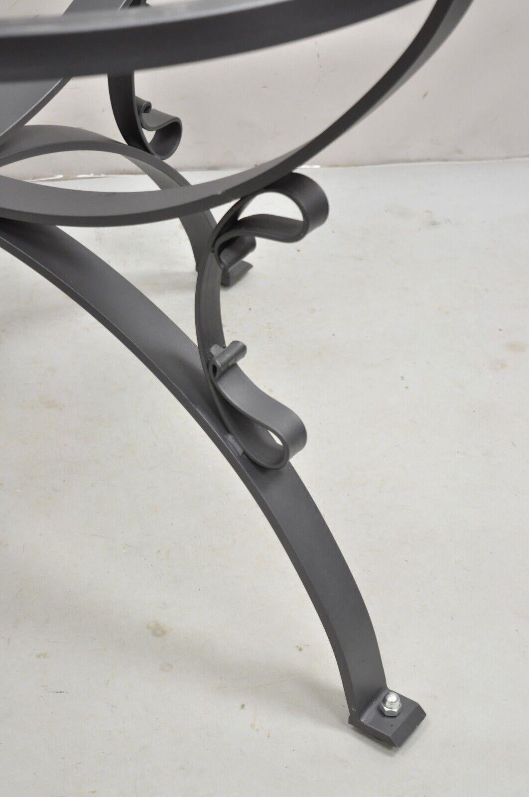 Italian Volcanic Fire Glazed Floral Painted Outdoor Dining Table Set - 7 Pcs For Sale 3