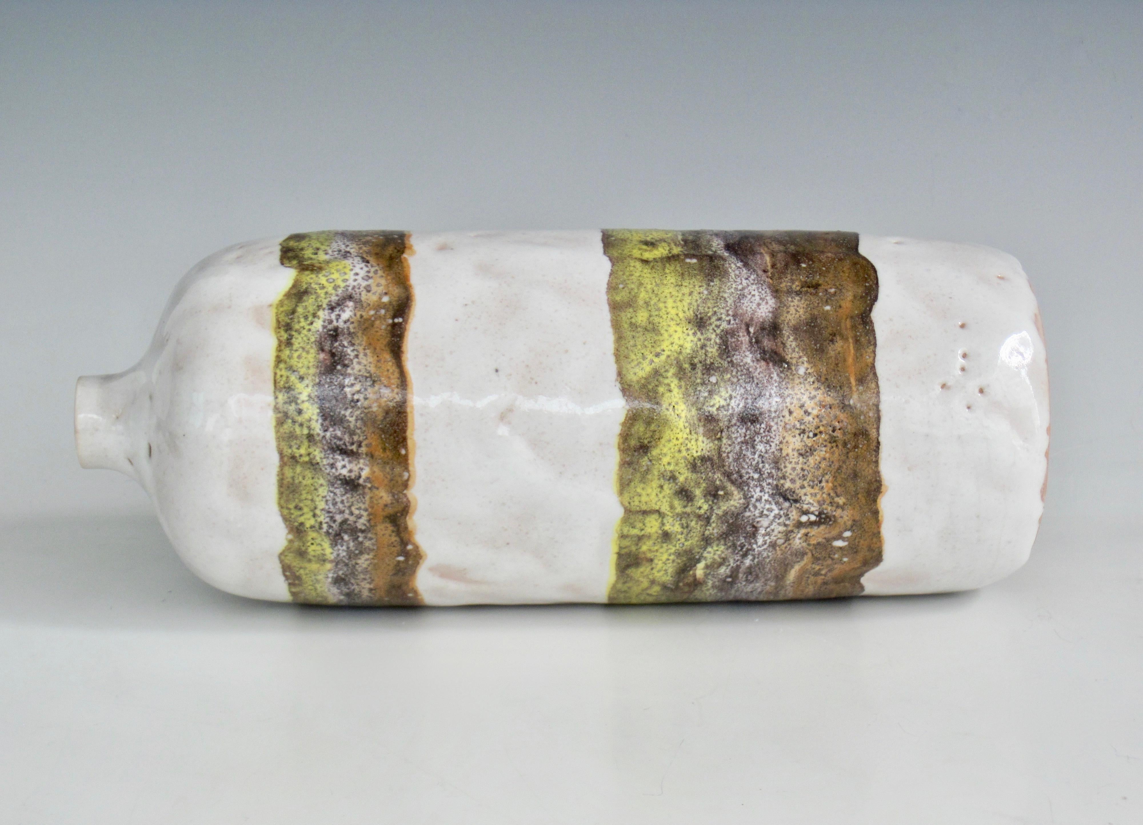 20th Century Italian Volcanic Glaze Bottleneck Vase for Raymor, 1960s For Sale