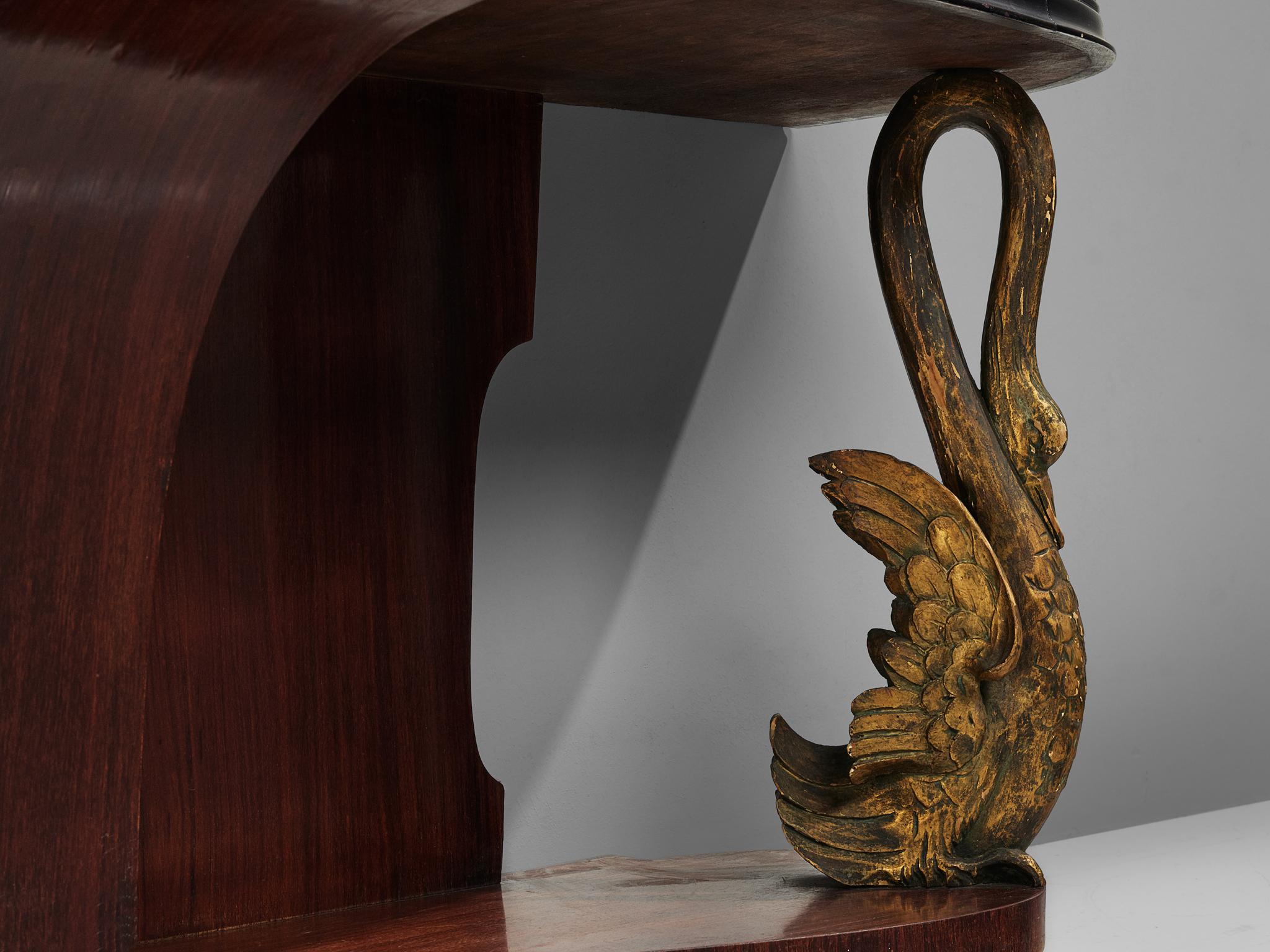 Italian Wall Console in Rosewood and Marble 5