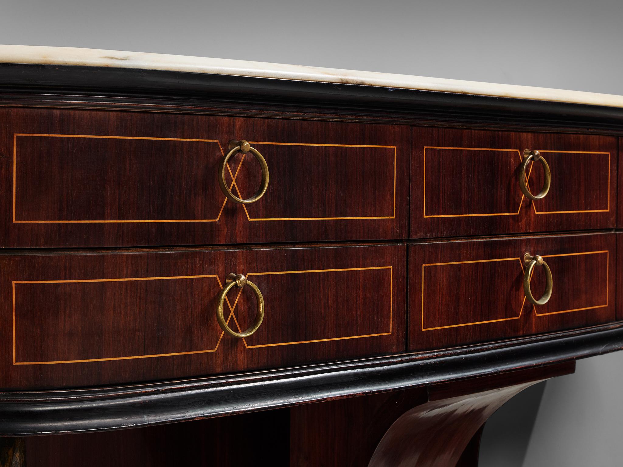 Italian Wall Console in Rosewood and Marble 3