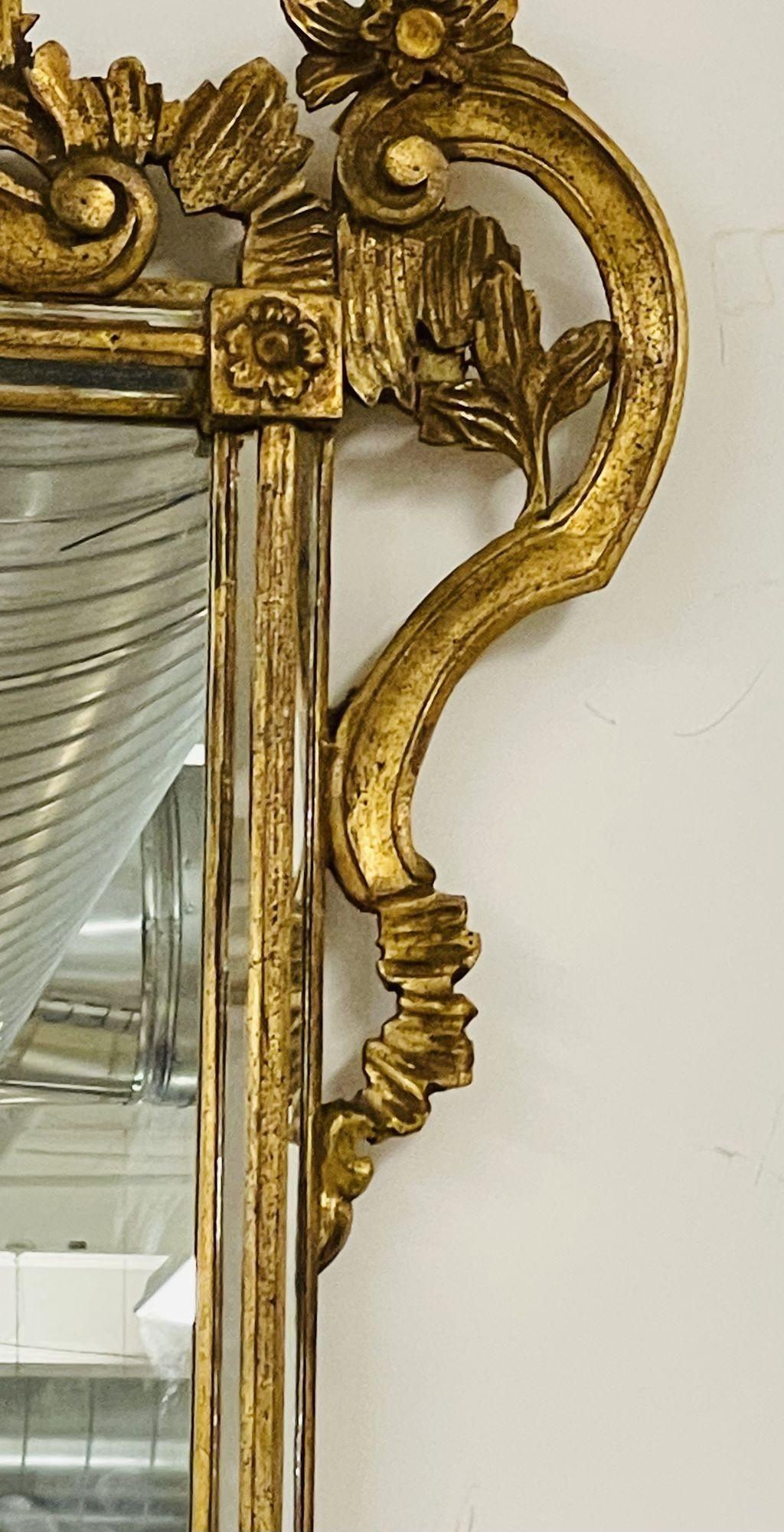 Italian Wall, Console, Mantle or Pier Mirror, 1930s, Gilt Gold, Carved In Good Condition For Sale In Stamford, CT