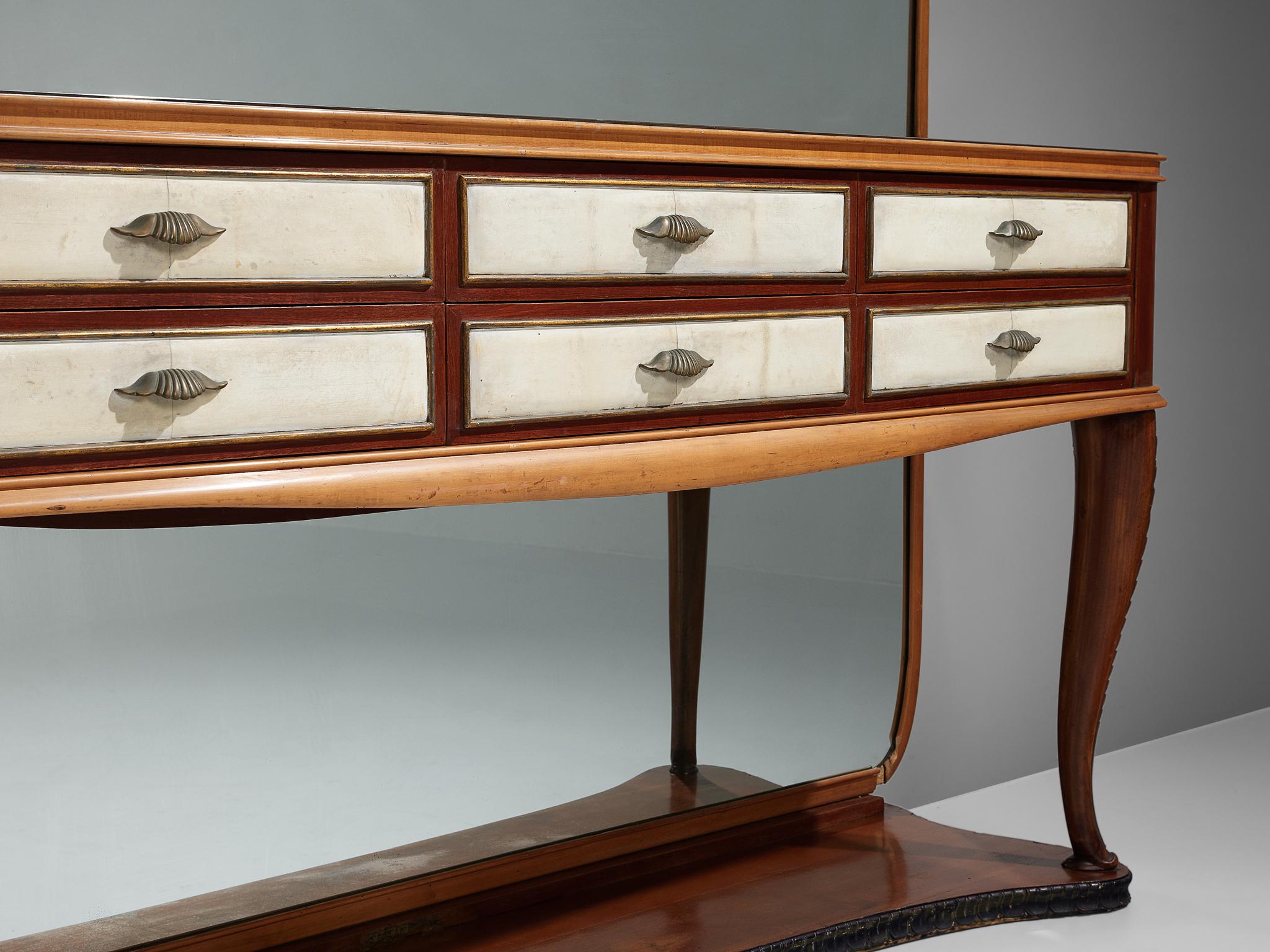 Mid-20th Century Italian Wall Console with Large Mirror