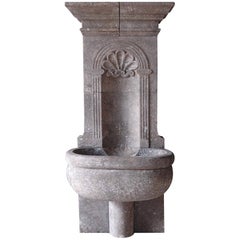 Italian Wall Fountain Hand-Carved in Pure Solid Limestone, 21st Century