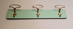Italian, Wall Hanger  Brass Hooks on Formica