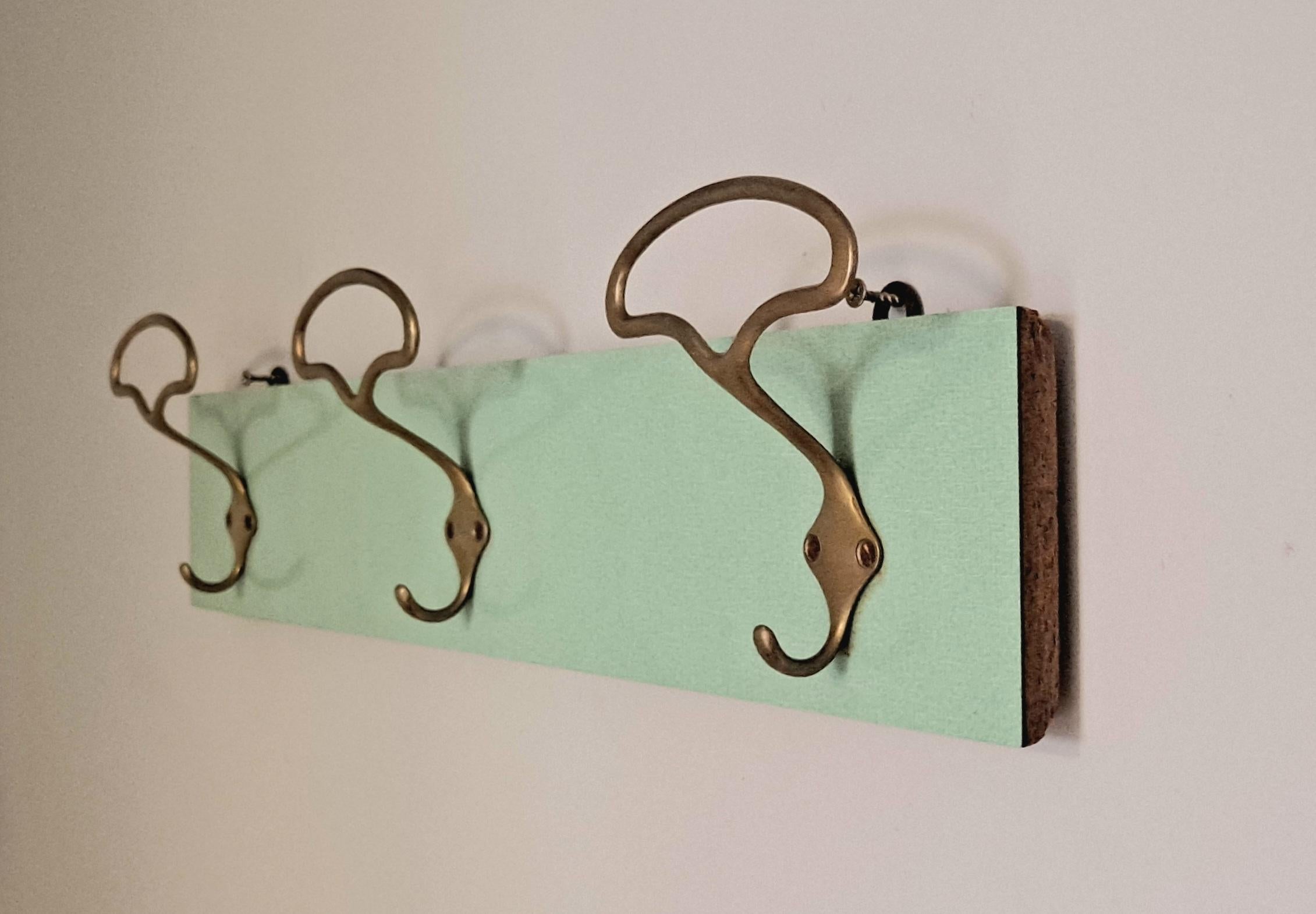 Mid-Century Modern Italian, Wall Hanger  Brass Hooks on Formica For Sale