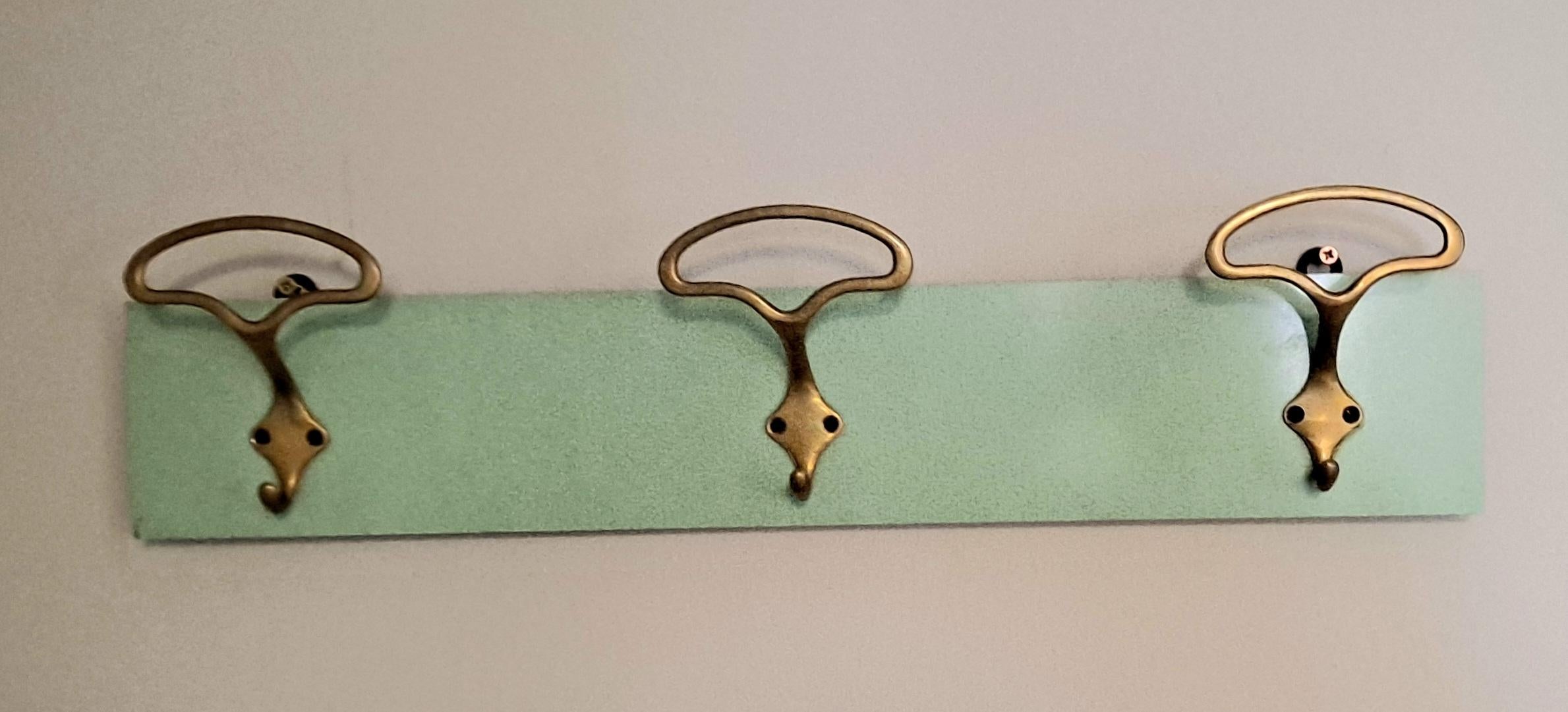 Mid-20th Century Italian, Wall Hanger  Brass Hooks on Formica For Sale