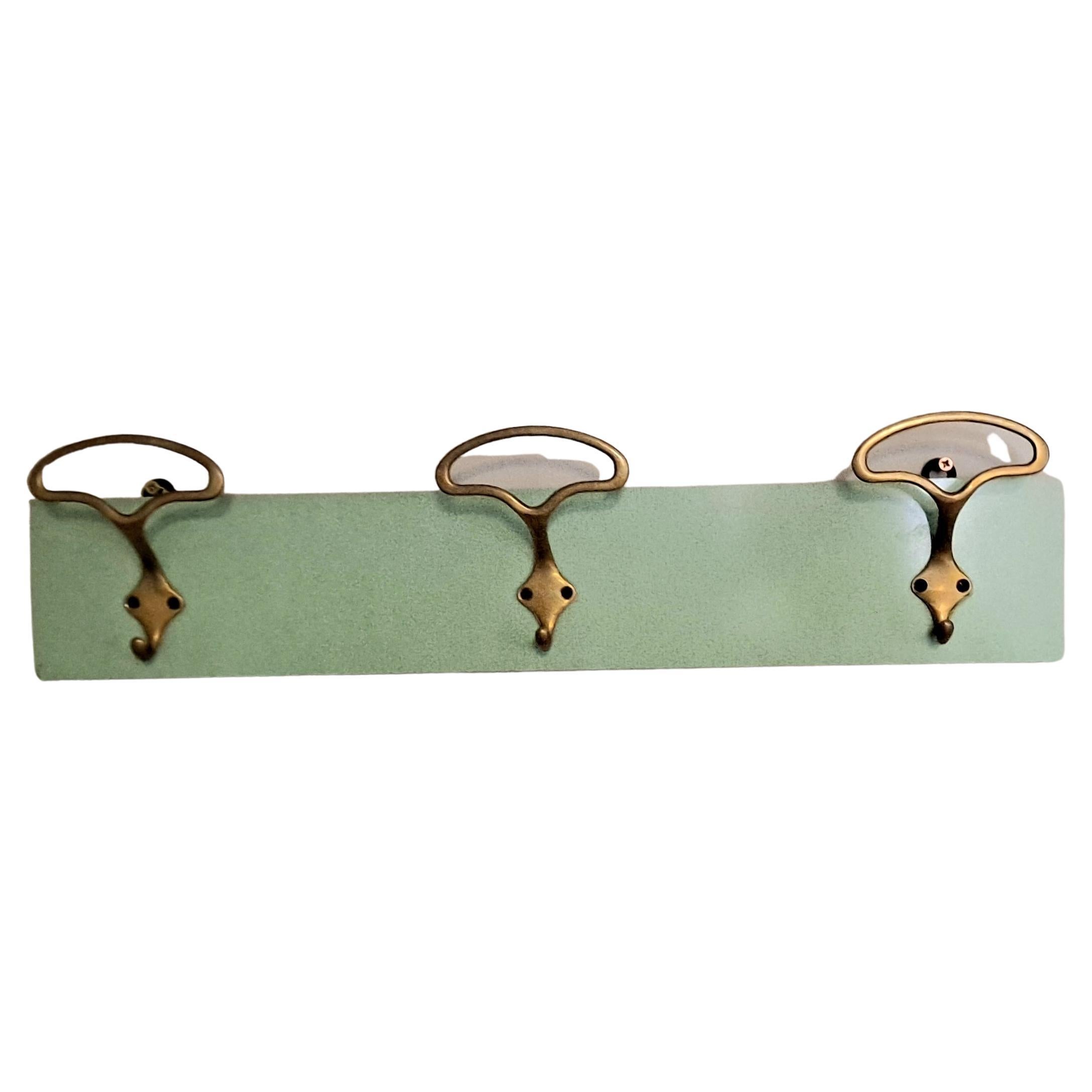 Italian, Wall Hanger  Brass Hooks on Formica
