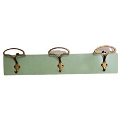 Vintage Italian, Wall Hanger  Brass Hooks on Formica