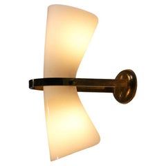 Italian Wall Lamp 60's Plexiglass Brass Attributed to Stilnovo or Gino Sarfatti