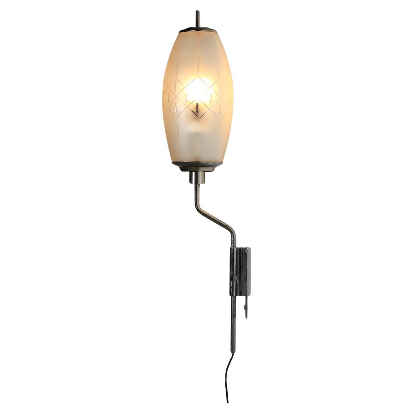 Italian wall lamp attributed to Luigi Caccia Dominioni glass and nickel brass