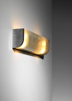 Italian wall lamp in etched glass with leaf decoration Pietro Chiesa style