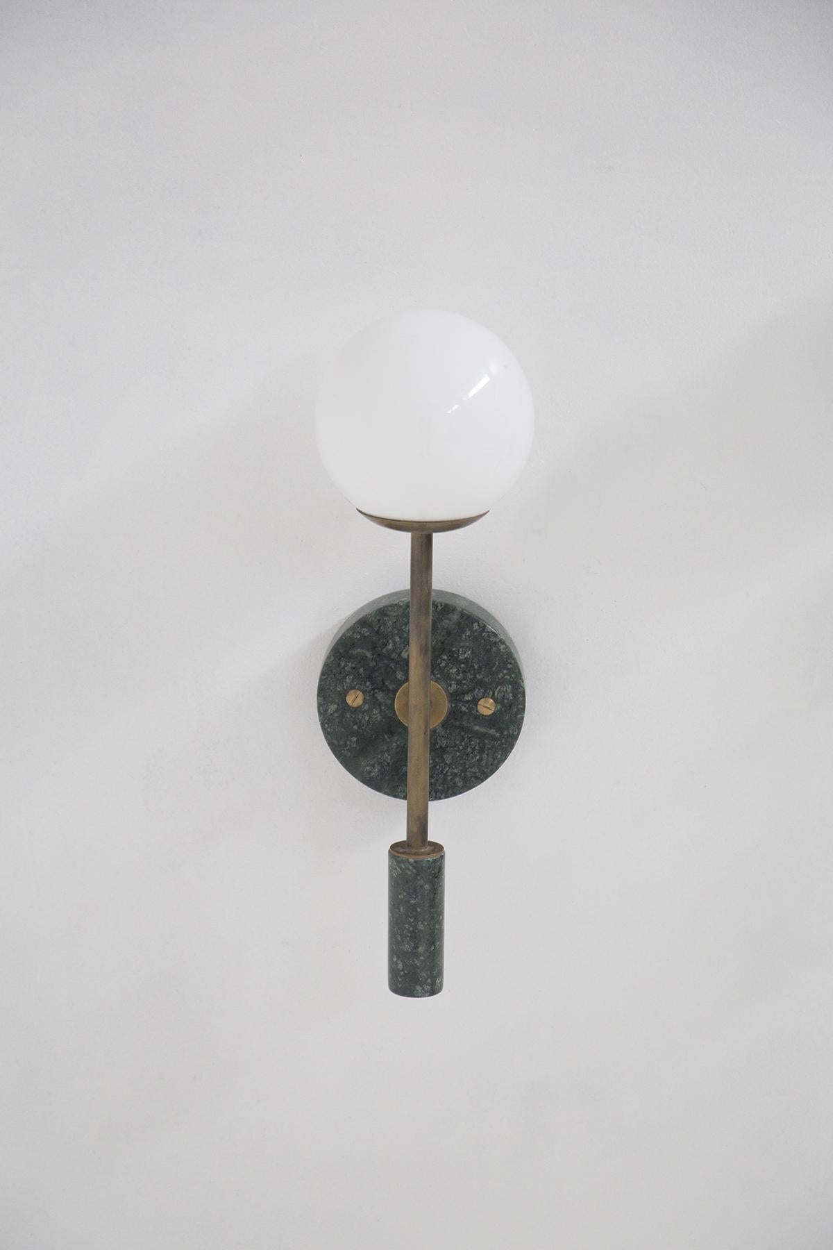 Contemporary Italian Wall Lamp in Green Marble and Brass
