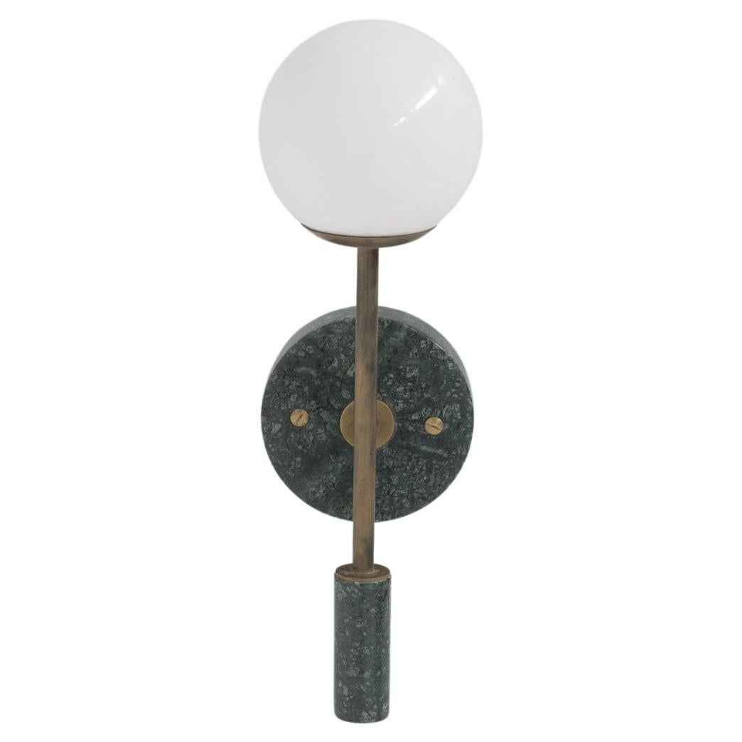 Italienische italienische Wandlampe aus grünem Marmor und Messing