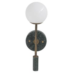Italian Wall Lamp in Green Marble and Brass