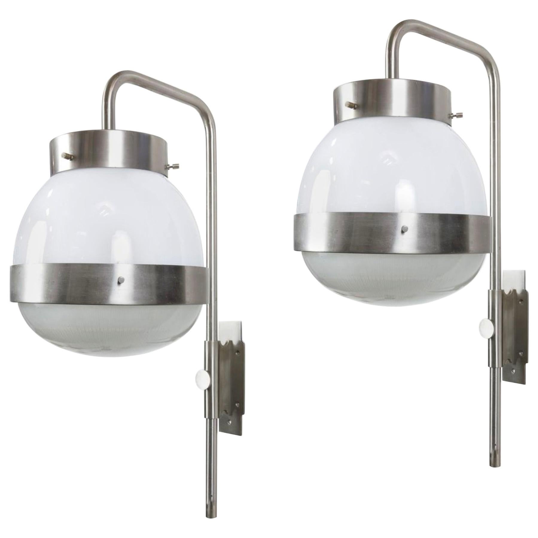 Italian Wall Lamp Pair of Mod. Delta by Sergio Mazza for Artemide, 1960s