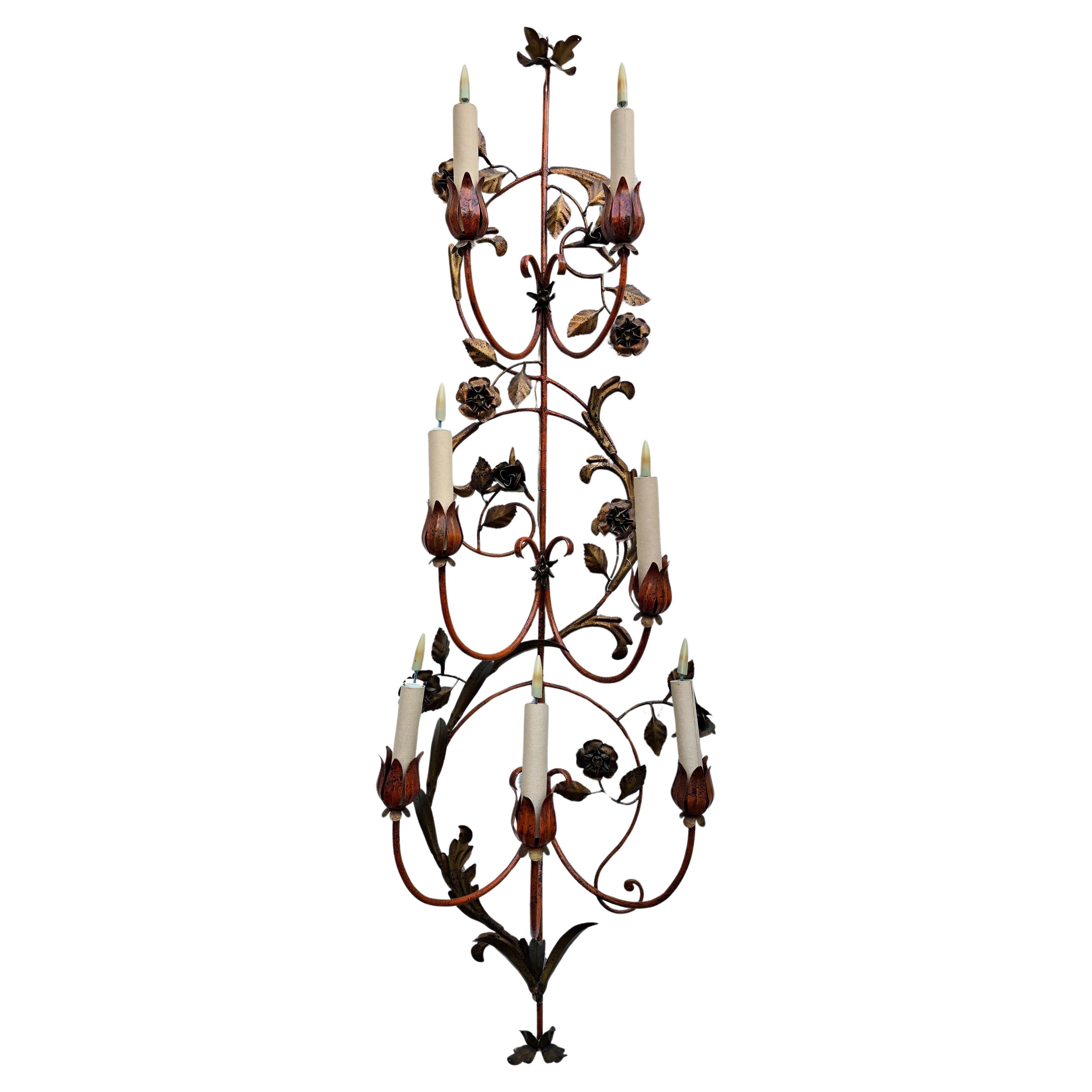 Italian Wall Lamp with Ornate Floral Decoration