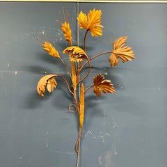 Italian Wall Lamp with Sculpted Wooden Leaves