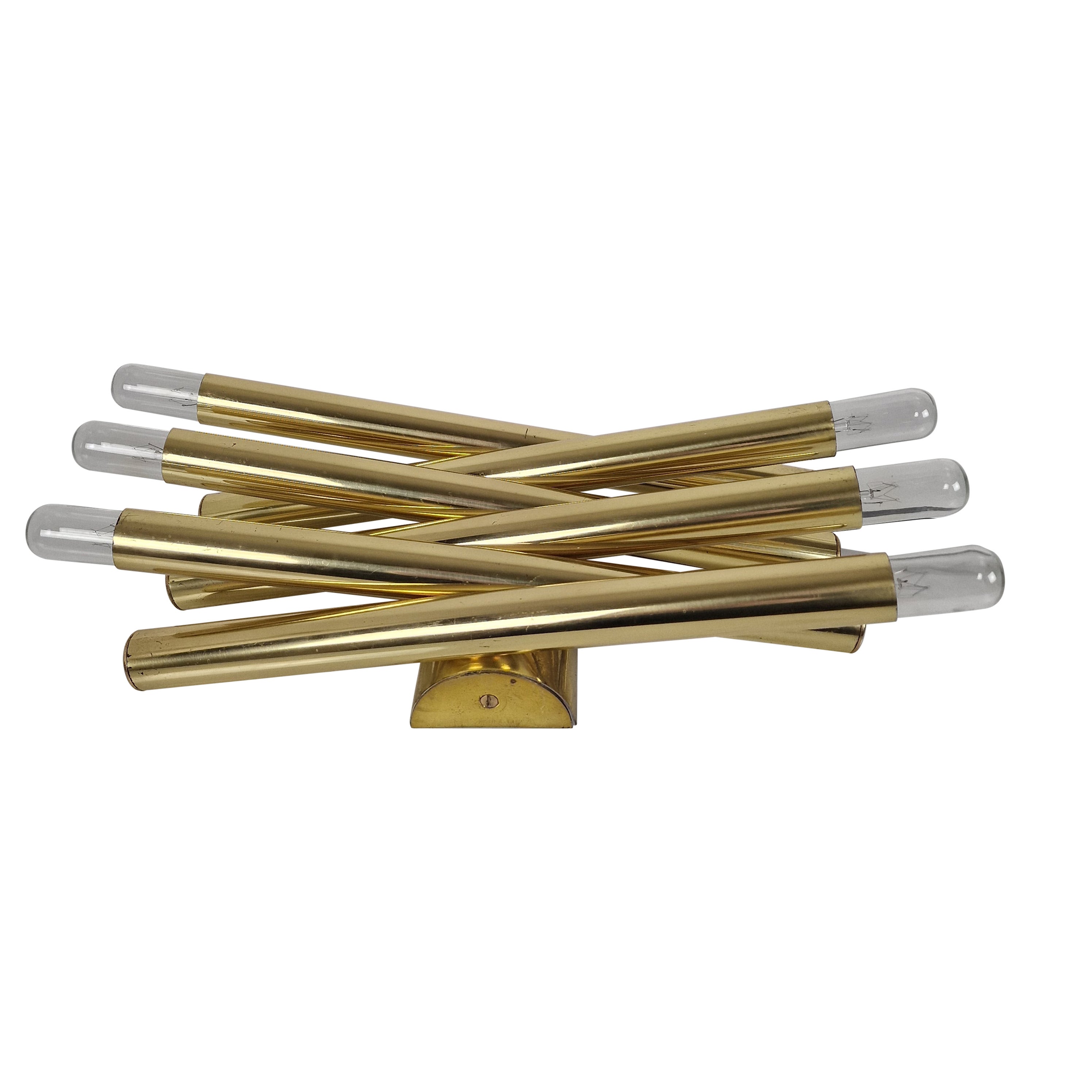 Italian Wall Lamp with Six Lights, in the Style of Gaetano Sciolari, circa 1970s For Sale