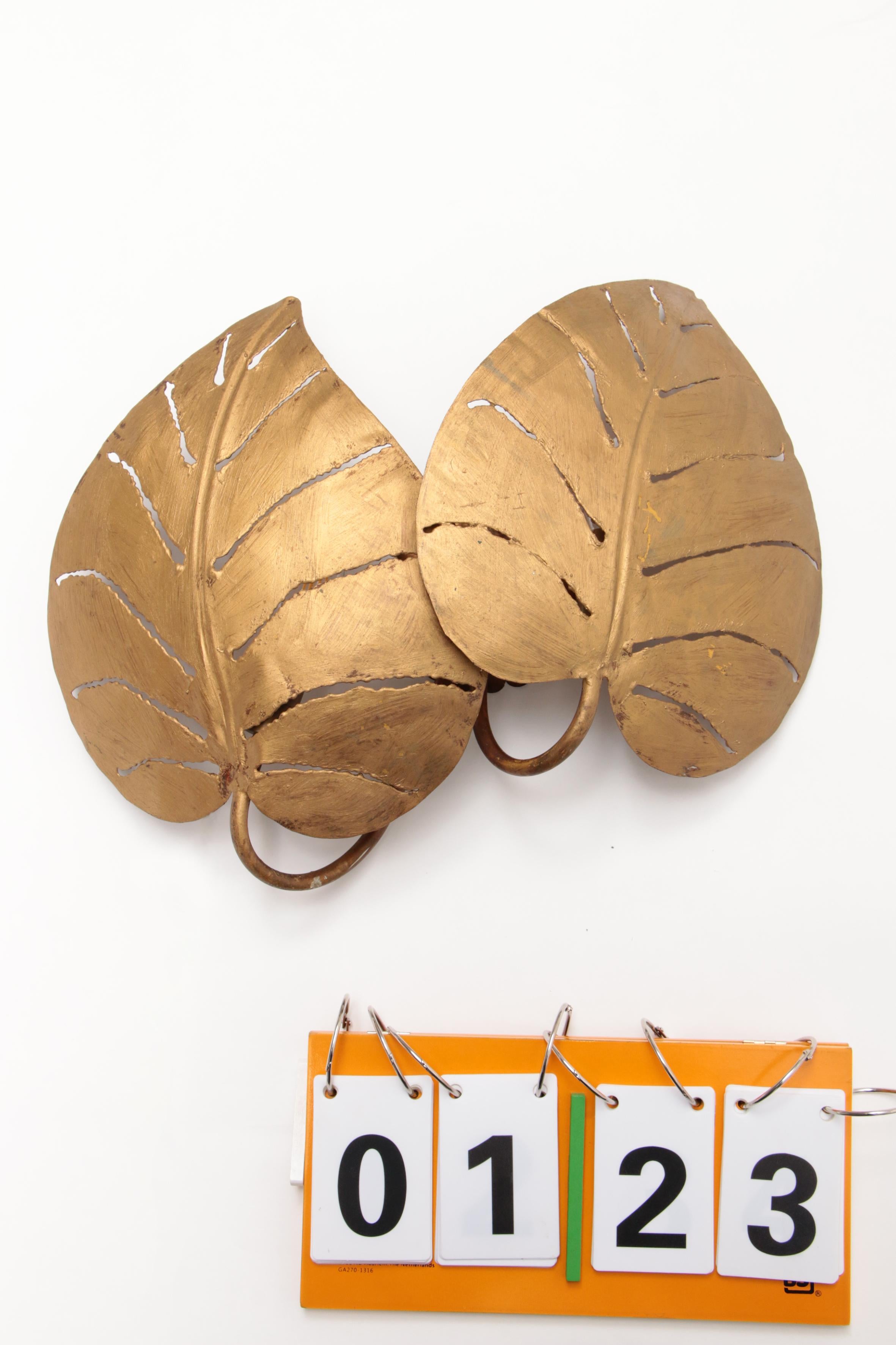 Italian Wall Lamp with Tropical Leaves, 1970 7