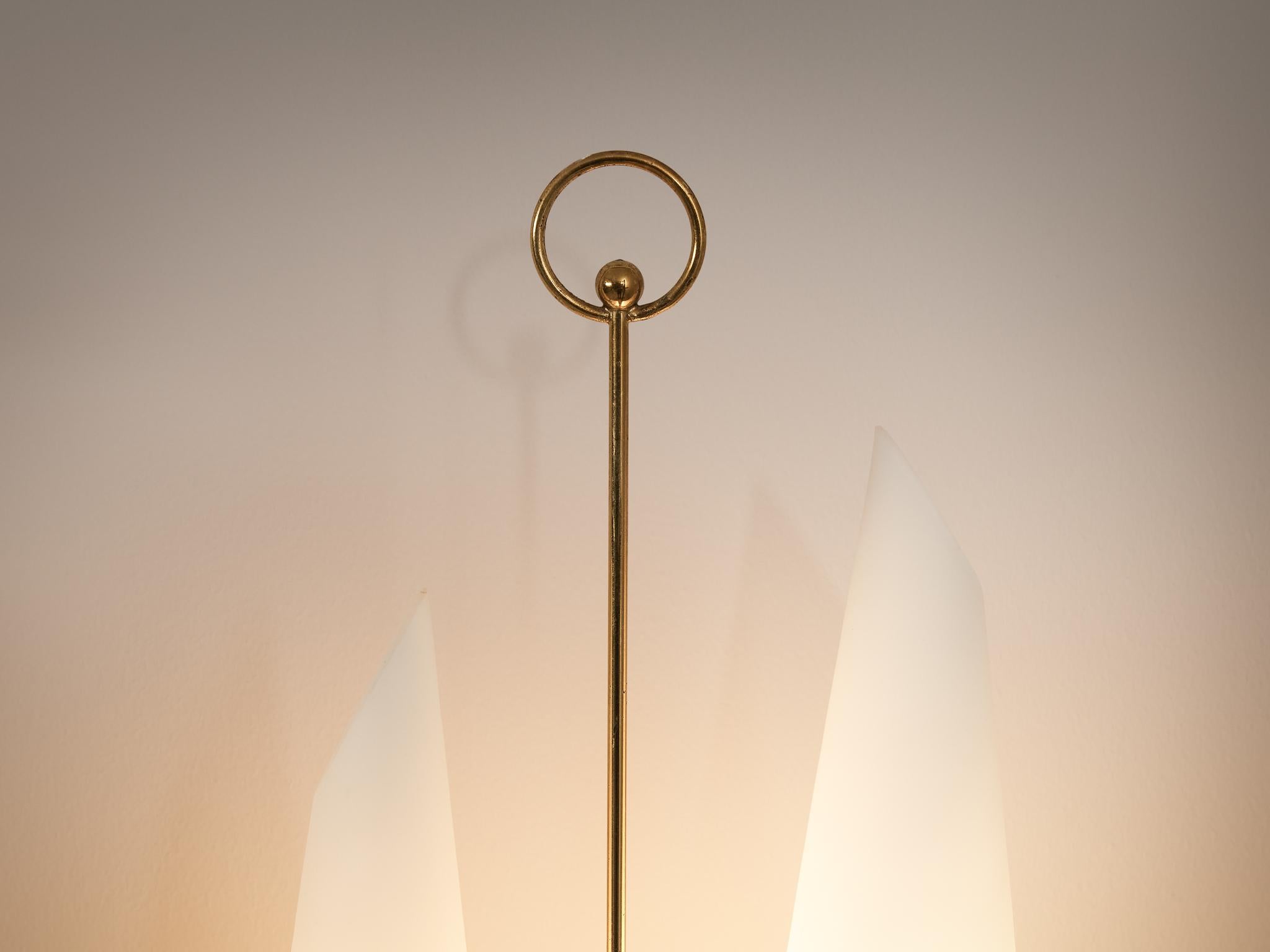 Mid-Century Modern Italian Wall Light in Opaline Glass and Brass For Sale