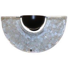 Italian Wall Light Murano Cast Transparent Glass with Light-Blue Insert Details