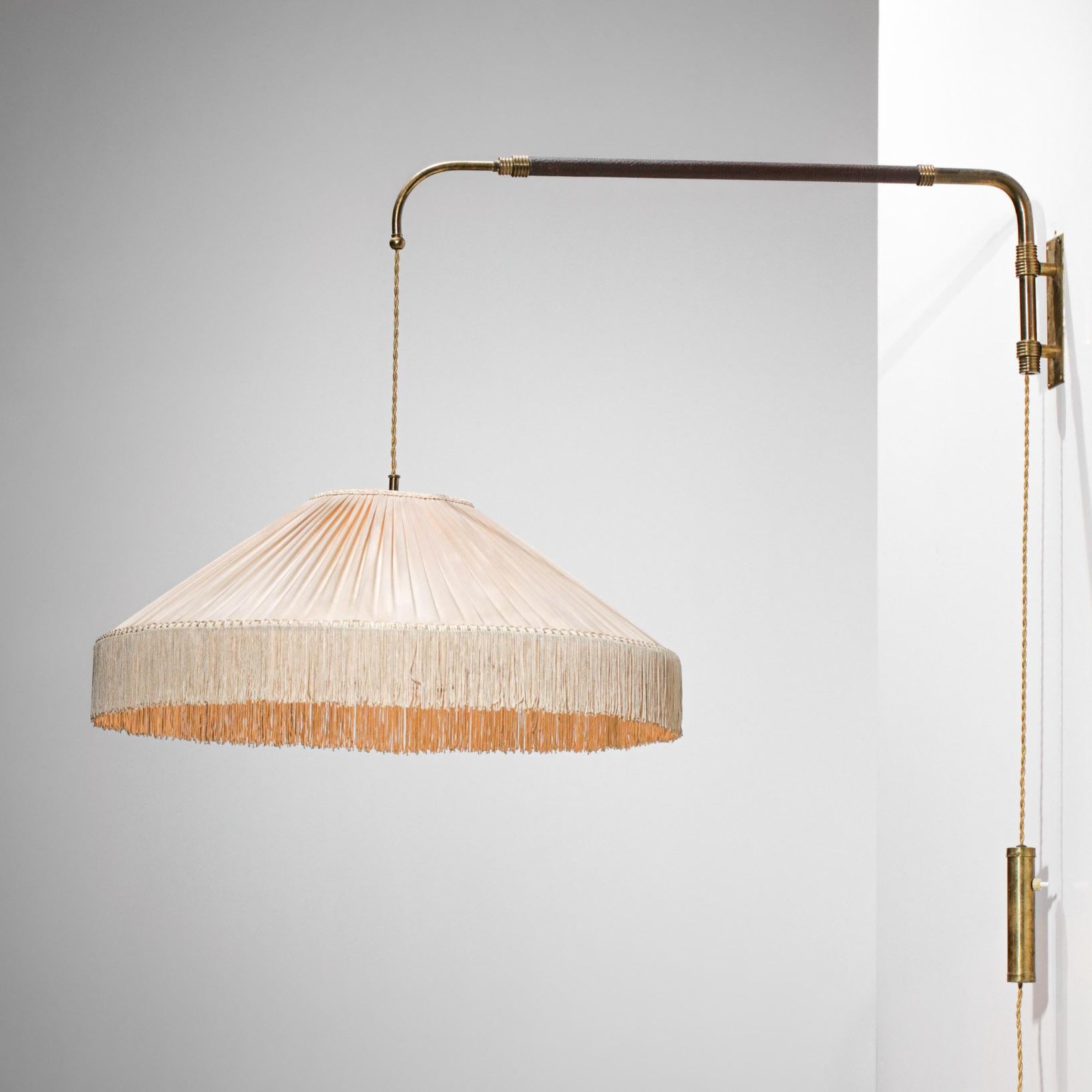 Brass Italian Wall Light Style Arredoluce Gino Sarfatti 60's Silk Shade E175