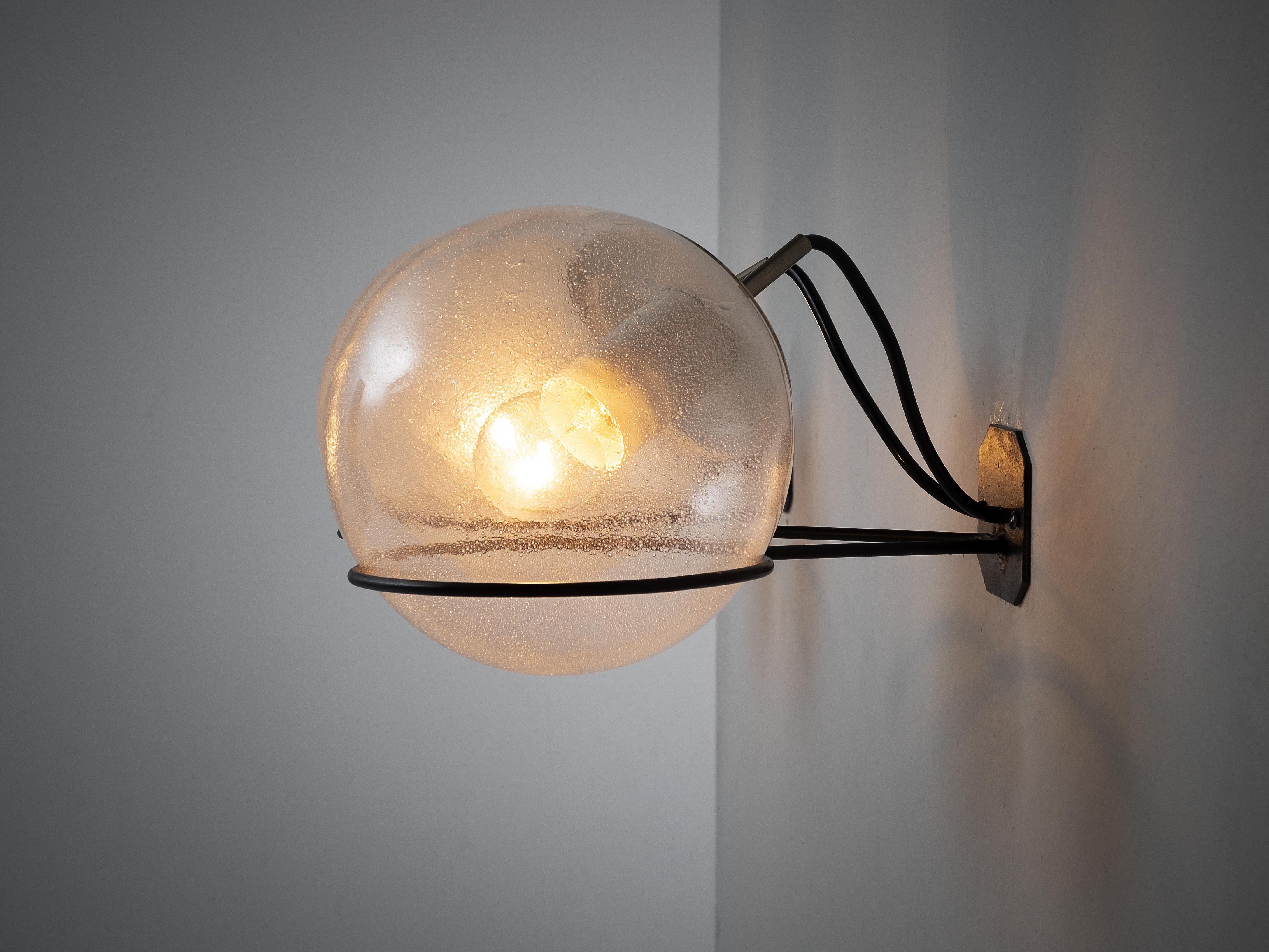 Frosted Italian Wall Light with Pulegoso Glass Bulbs  For Sale