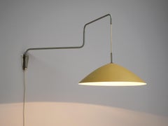 Italian Wall Light with Soft Yellow Shade and Metal