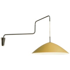Italian Wall Light with Soft Yellow Shade and Metal