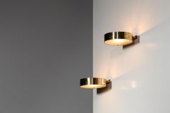 Pair of italian Wall Lights "Gabriella" Brass/Frosted Glass Angelo Lelli Style