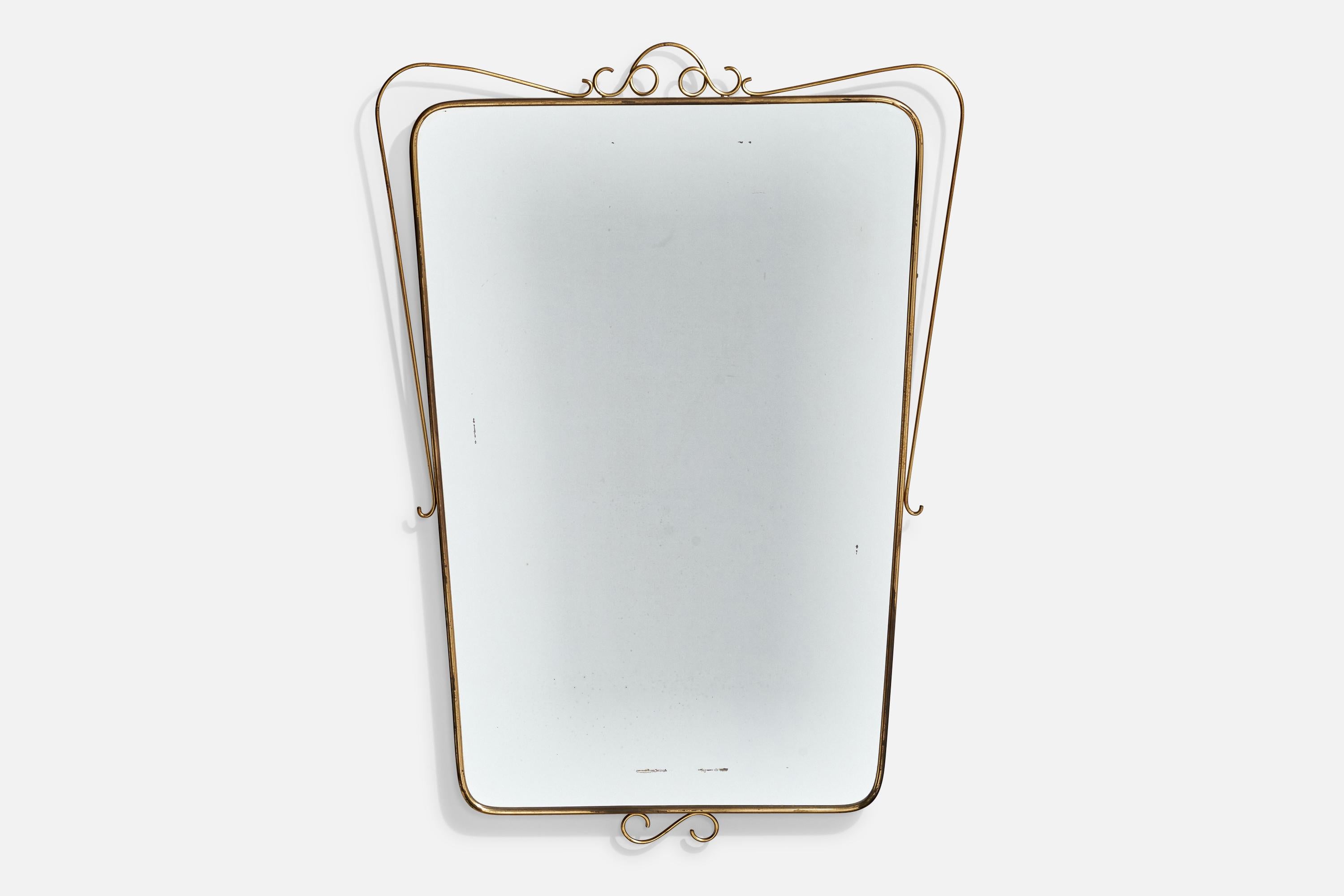 Italian, Wall Mirror, Brass, Italy, 1940s 5
