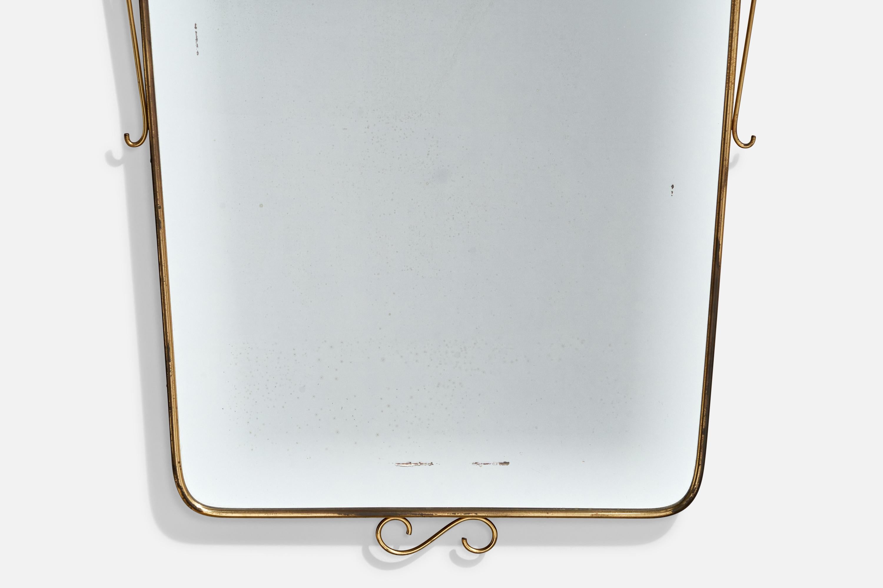 Italian, Wall Mirror, Brass, Italy, 1940s In Fair Condition In High Point, NC