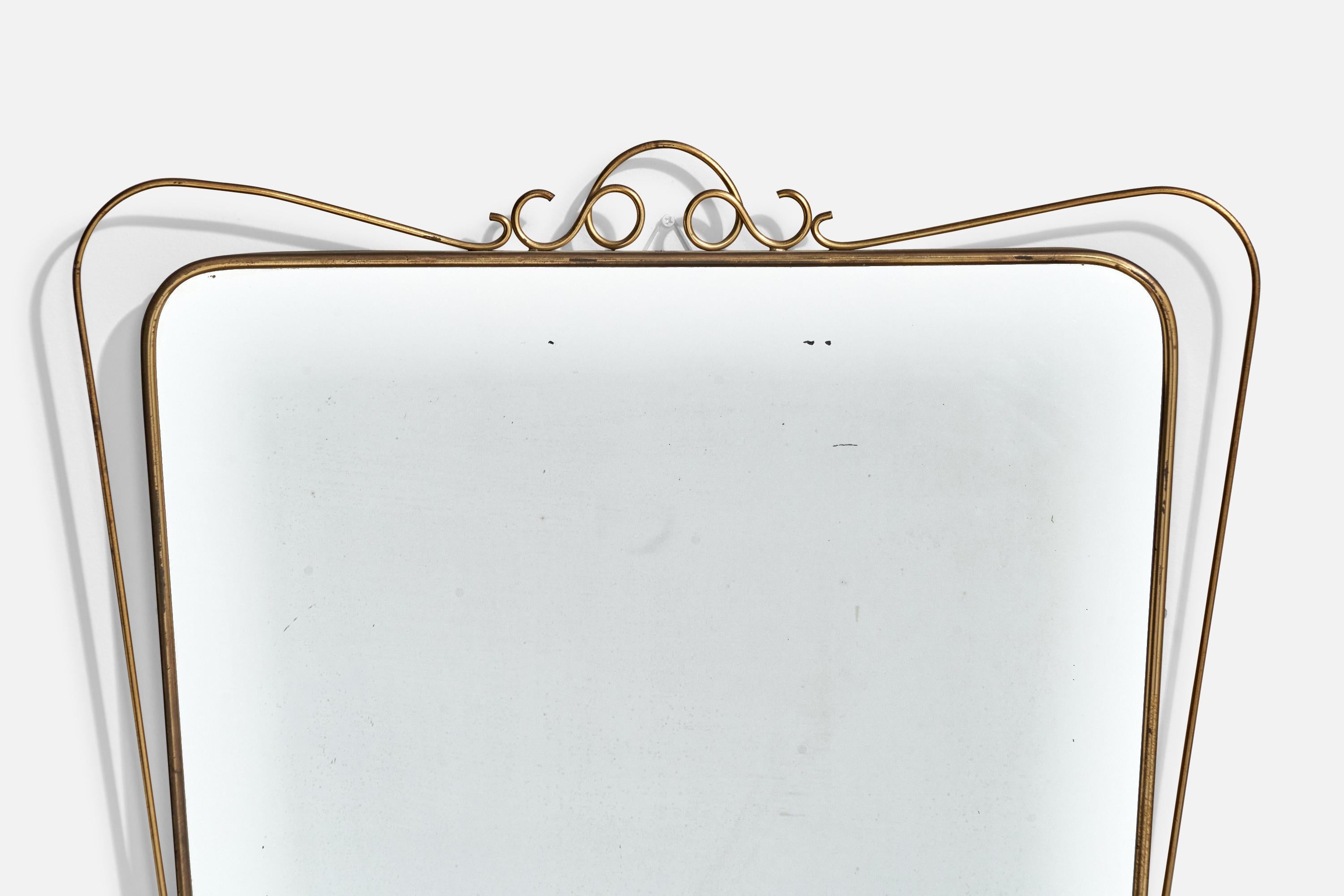 Italian, Wall Mirror, Brass, Italy, 1940s 2