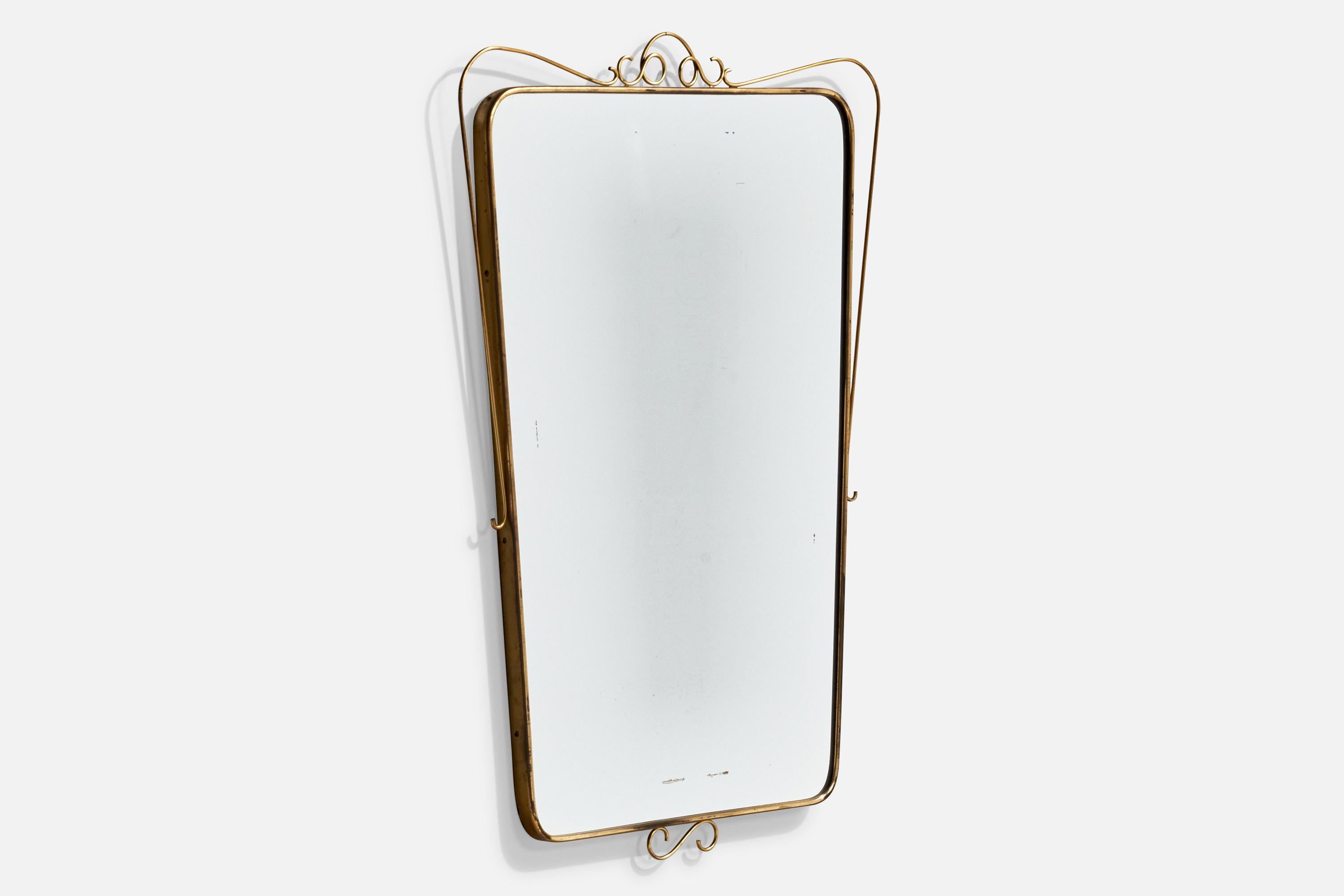 Italian, Wall Mirror, Brass, Italy, 1940s 3