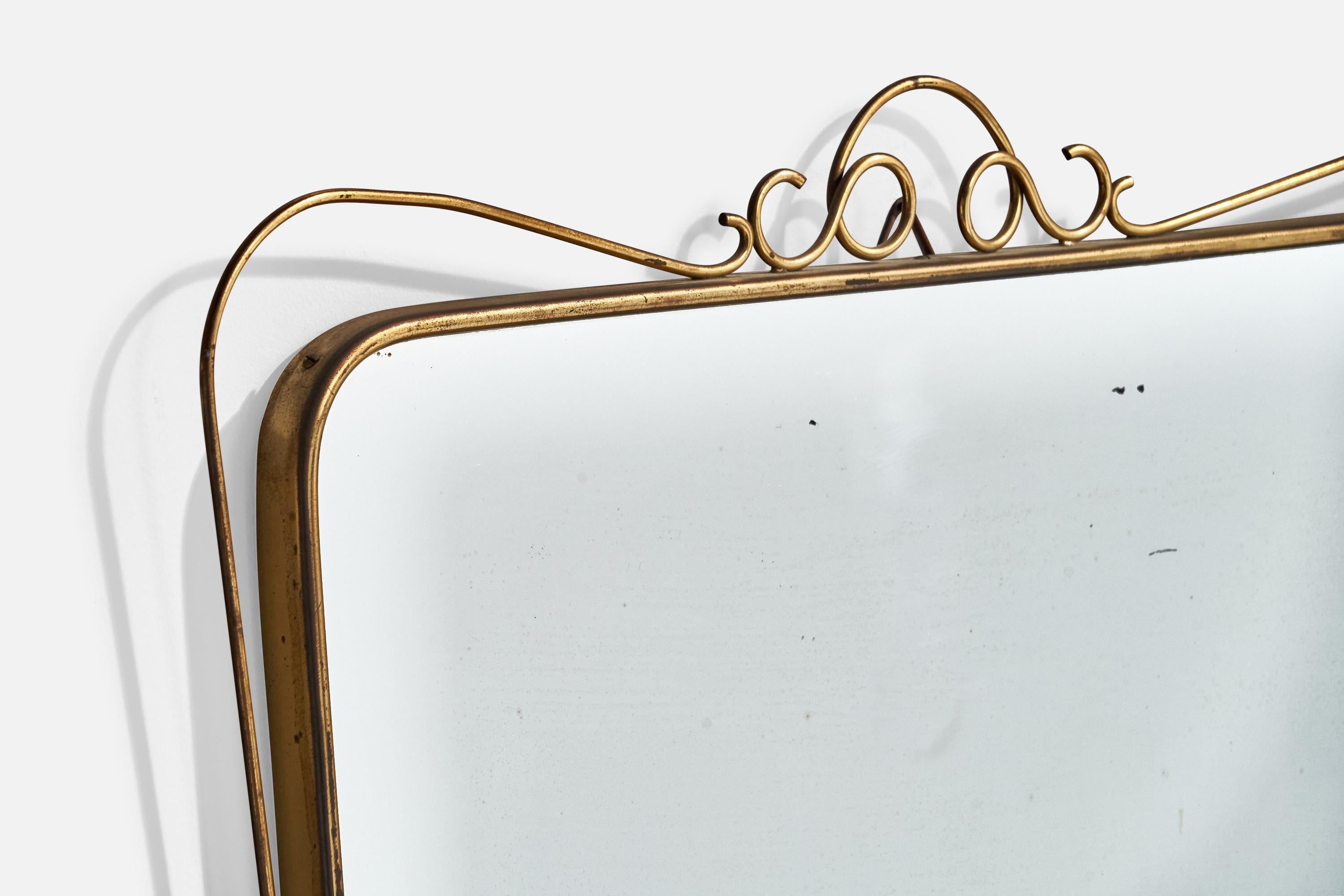 Italian, Wall Mirror, Brass, Italy, 1940s 4