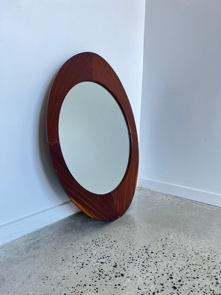 Mid-century teak mirror by Campo & Graffi Italy 1960s.
Stunning large oval shaped mirror in teak very nicely refine.
 