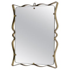 Italian Wall Mirror by Fontana Arte in Frame Brass and Glass, 1950