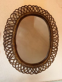 Specchio da parete italiano disegnato da Franco Albini 1960 in bambù