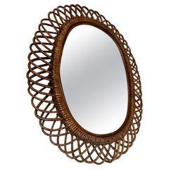 Specchio da parete italiano disegnato da Franco Albini 1960 in bambù