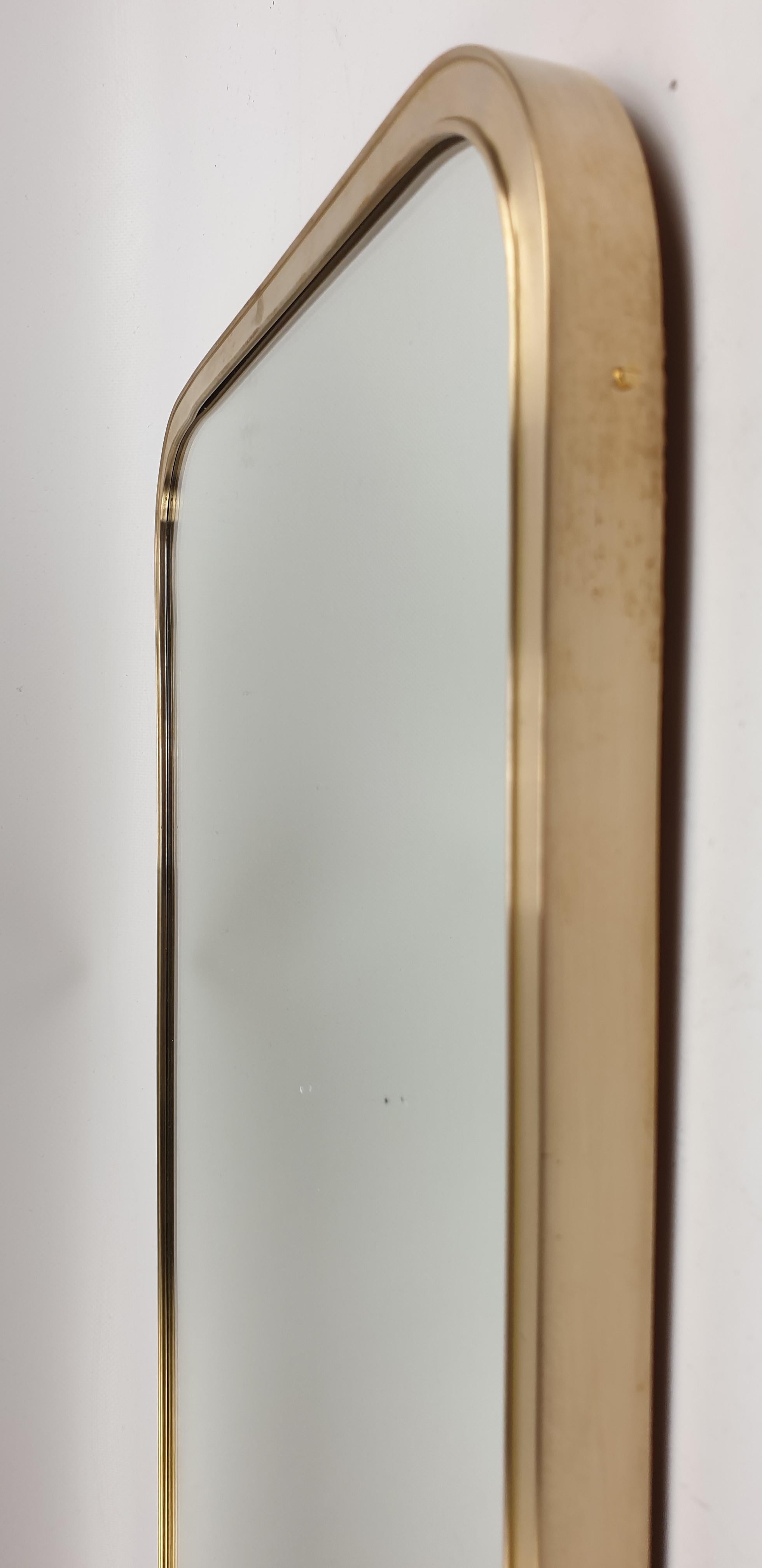 Italian Wall Mirror in Crystal with Brass Frame, 1950s 1