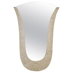 Italian Wall Mirror in Travertine, 1980
s