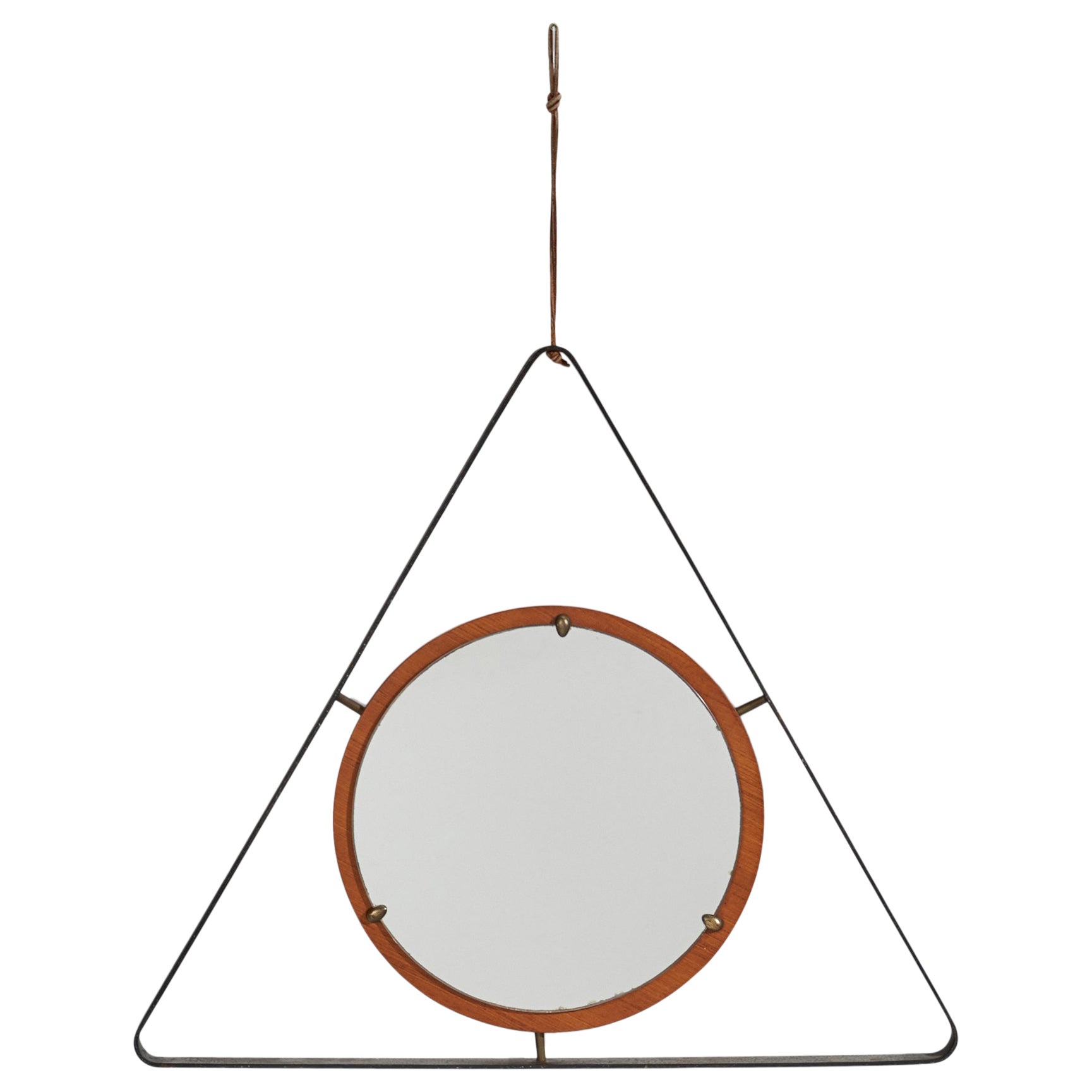 Italian, Wall Mirror, Lacquered Metal, Brass, Wood, Mirror Glass, Italy, 1950s