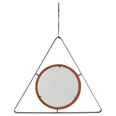 Italian, Wall Mirror, Lacquered Metal, Brass, Wood, Mirror Glass, Italy, 1950s