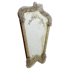 Italian Wall Mirror Murano Glass Frame Rocaille Patterns, circa 1940